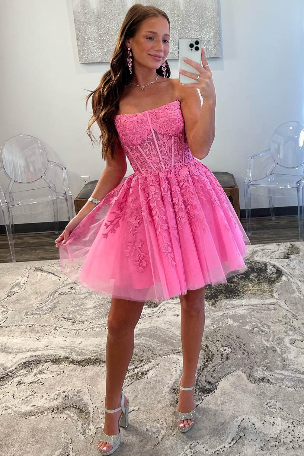 hot pink homecoming dress
